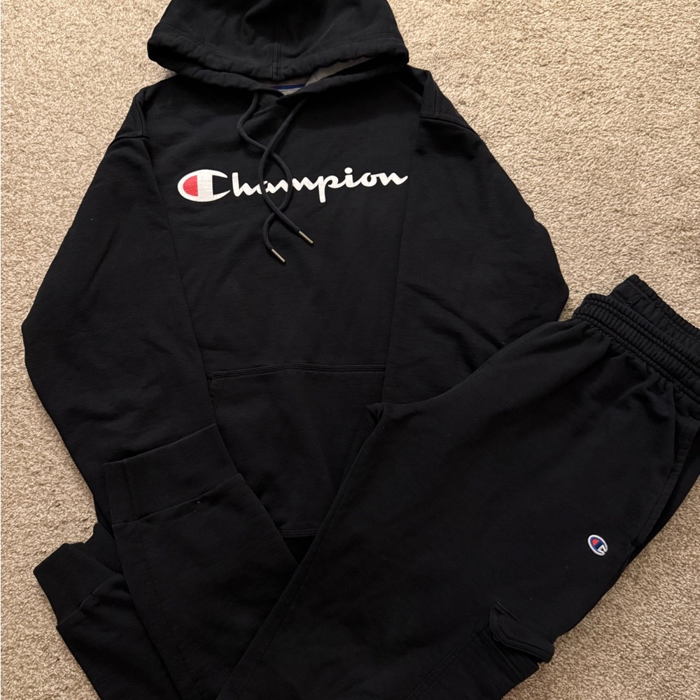 Champion Men Black Logo Joggers - Black